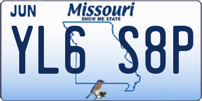 MO license plate YL6S8P