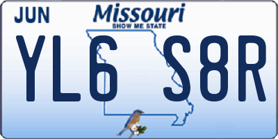 MO license plate YL6S8R