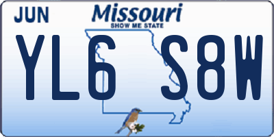 MO license plate YL6S8W