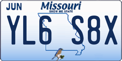 MO license plate YL6S8X