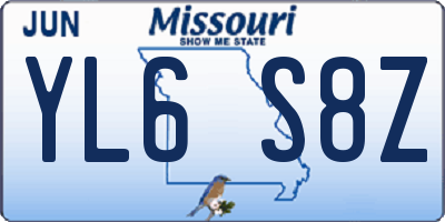 MO license plate YL6S8Z