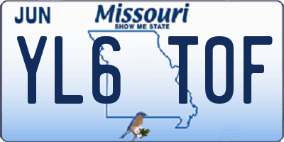 MO license plate YL6T0F