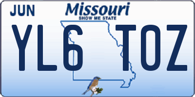 MO license plate YL6T0Z