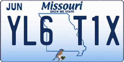 MO license plate YL6T1X