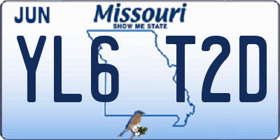 MO license plate YL6T2D