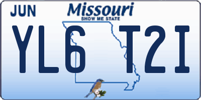 MO license plate YL6T2I