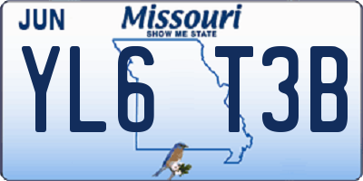MO license plate YL6T3B