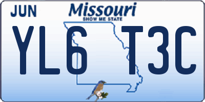 MO license plate YL6T3C