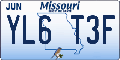 MO license plate YL6T3F
