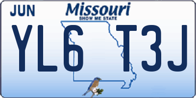 MO license plate YL6T3J