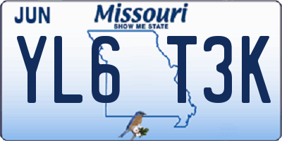 MO license plate YL6T3K