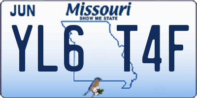 MO license plate YL6T4F