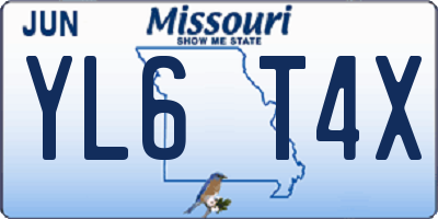 MO license plate YL6T4X