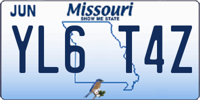MO license plate YL6T4Z