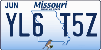 MO license plate YL6T5Z