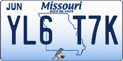 MO license plate YL6T7K