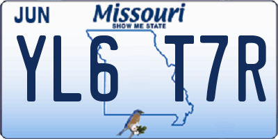 MO license plate YL6T7R