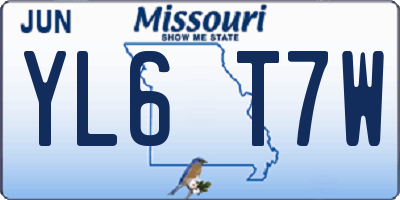 MO license plate YL6T7W