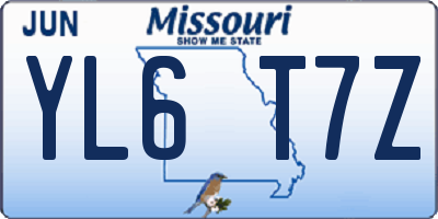MO license plate YL6T7Z