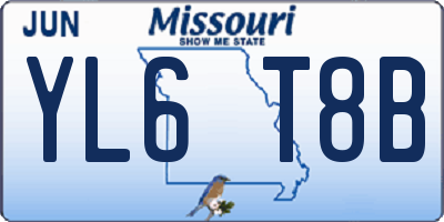 MO license plate YL6T8B