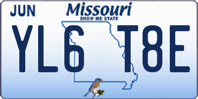 MO license plate YL6T8E