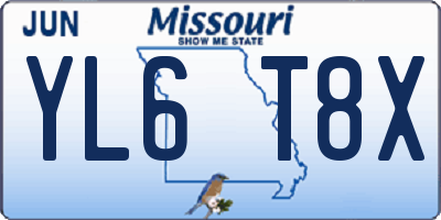 MO license plate YL6T8X