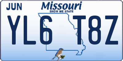 MO license plate YL6T8Z