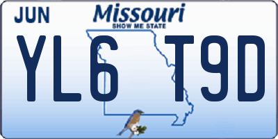 MO license plate YL6T9D
