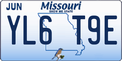 MO license plate YL6T9E