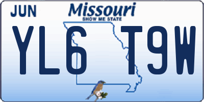 MO license plate YL6T9W
