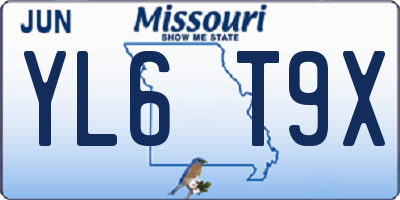 MO license plate YL6T9X
