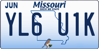 MO license plate YL6U1K