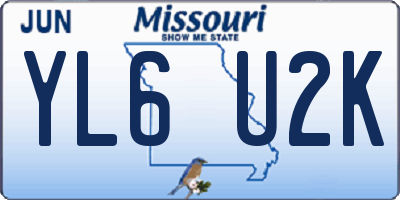 MO license plate YL6U2K