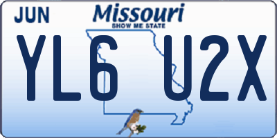 MO license plate YL6U2X