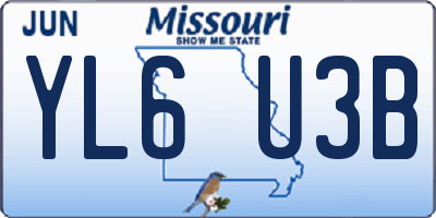MO license plate YL6U3B