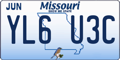 MO license plate YL6U3C