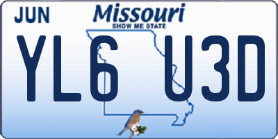 MO license plate YL6U3D