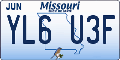 MO license plate YL6U3F