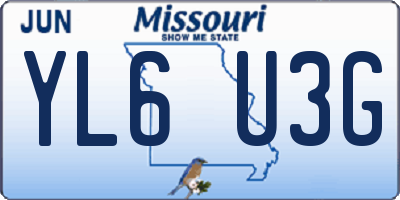 MO license plate YL6U3G