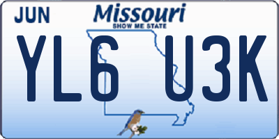 MO license plate YL6U3K
