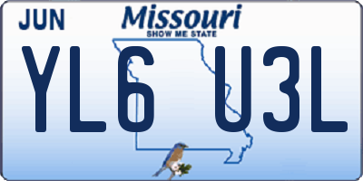 MO license plate YL6U3L