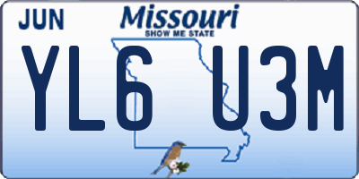 MO license plate YL6U3M
