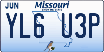 MO license plate YL6U3P