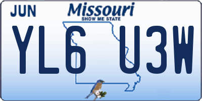MO license plate YL6U3W