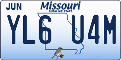 MO license plate YL6U4M