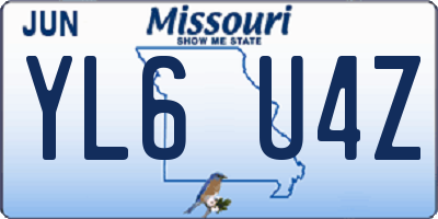 MO license plate YL6U4Z