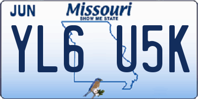 MO license plate YL6U5K
