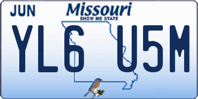 MO license plate YL6U5M