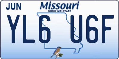 MO license plate YL6U6F