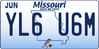 MO license plate YL6U6M